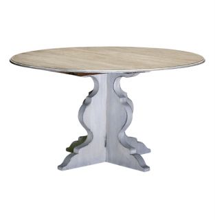 Mary Antique White French Deco Round Dining Table 54D
