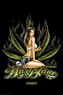 Sexy Hot Mary Jane Marijuana Cannabis Leaf Poster 16x20