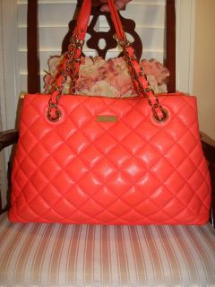 Authentic Kate Spade Gold Coast Maryanne Quilted Orange Leather Bag