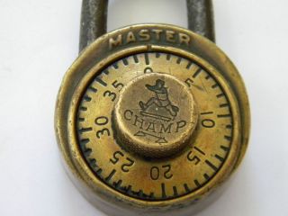 Master Lock Co Combination Brass Vintage Champ Antique Old