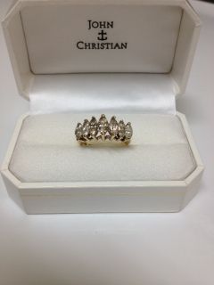 Marquise Diamond Anniversary Ring 1 Carat 14k Yellow Gold