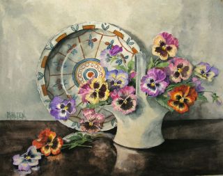 Mathias Alten Pair of Fabulous Floral Watercolours Perfect Condition