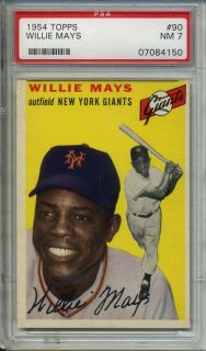 1954 Topps Baseball 90 Willie Mays Card PSA 7
