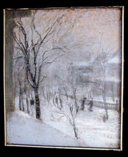 YRS SALE Rochester New York Pastel MARY HELEN CARLISLE Snow Scene 1909