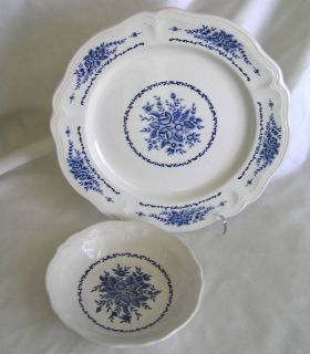 Mayhill Federalist Ironstone Plate Bowl Blue Floral