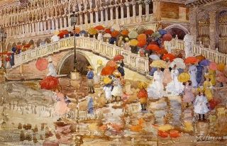 Maurice Prendergast Umbrellas in The Rain Art Repro