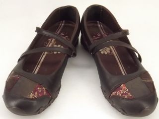 Shoes Dark Brown Leather Fabric Skechers 10 M Mary Jane Comfort