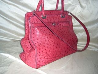 Mauro Governa Italy Red Ostrich Alligator Classic Handbag Authentic $