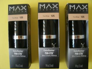Max Factor Foundation Pan Stik Three Sticks in Color True Beige 125