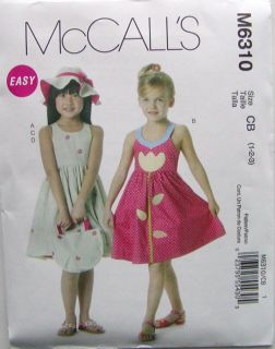 McCalls Pattern 6310 Girls Sundress Dress Hat Purse 1 3