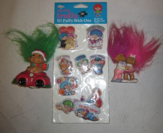 AWESOME VINTAGE 3 PIECE LOT NORFIN TROLL WIND UP CAR DANCE DOLLS PUFFY