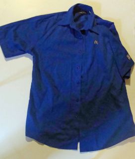 McDonalds Authentic Crew Shirt Button Emblem Blue Small Collar Uniform