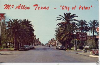 1950s Cars McAllen Texas Street Scene Postcard