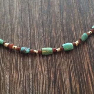 Devon Page McCleary Turquoise  Carnelian and Gold Bead NecklaceOnly