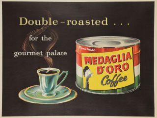 Original Vintage Poster Medaglia DOro Coffee Mid Century Eames Era