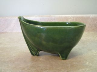 McCoy Pottery 3 Footed Planter Dish Bathtub Boat Green