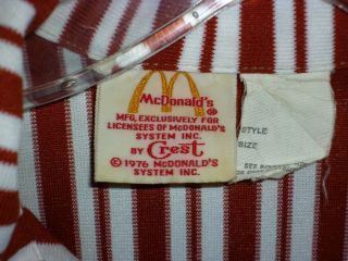 Vintage 1976 Mens McDonalds Uniform Shirt