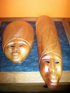 Vintage Thai Thailand Hand Carved Wooden Tribal Masks