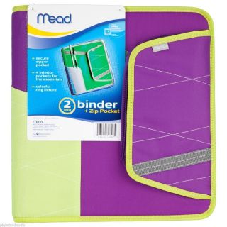 Mead 2 Inch 2 3 Ring Coupon Binder with Pocket and Zipper Purple Brand