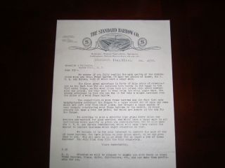 The Standard Harrow Co 1906 Utica N Y Letter