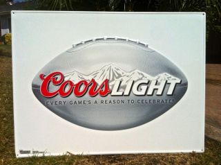 Coors Light Logo BIG NFL Football Metal Tin Sign Tacker NEW neon sign