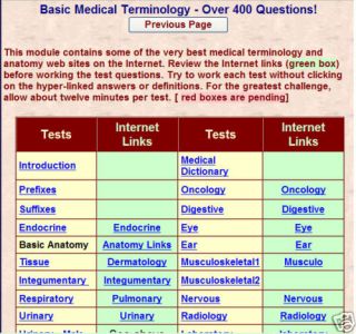Online Basic Medical Terminology Test Questions