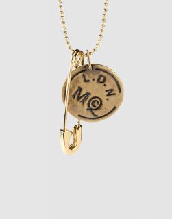 Alexander McQueen McQ Gold Metal Dog Tag Coin Safety Pin Necklace