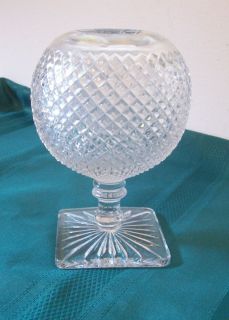 Westmoreland Clear Glass English Hobnail Pedestal Ivy Ball Vase Square