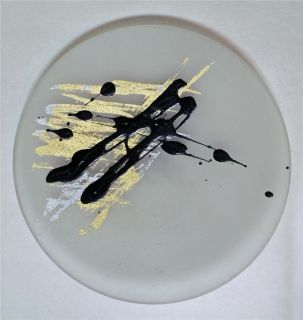 Vintage Art Glass Plate Signed Meehan Mid Century Modern Splatter