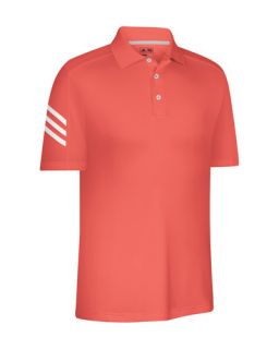 W47257 ClimaCool 3 Stripes Polo Poppy White Mens Golf Shirt New
