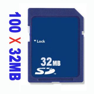 100 x 32MB SD Memory Card Standard Secure Digital w Cases Brand New