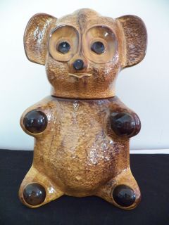 Vintage Holiday Designs USA Bear Figural Cookie Jar Art Pottery Figure