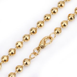 Mens 18K Ball Gold Filled Plated Beads Necklace Link Chain Jewelry