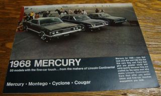 1968 Mercury Car Brochure Montego Cyclone Cougar
