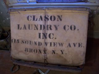 Original Vintage Shamrock Meese Inc New York City Bronx Laundry Cart
