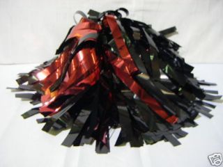 W1403 Metallic Red and Black Cheer Poms