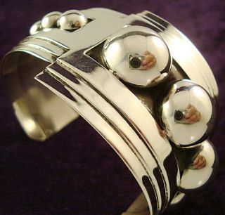  DESIGN TAXCO MEXICAN 950 SILVER BEADED BEAD CUFF BRACELET MEXICO
