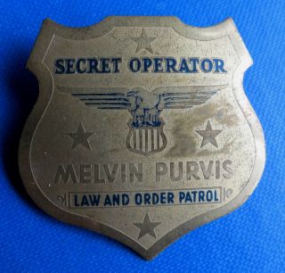 Melvin Purvis Secret Operator Toy Badge Law Order Patrol