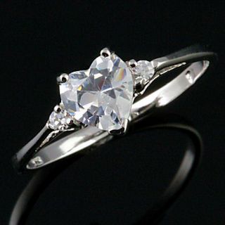 27ct Heart Shaped Cut Russian Ice on Fire CZ Promise Friendship Ring