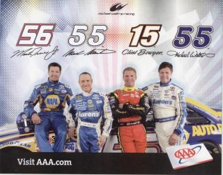 Team NASCAR Postcard Martin Bowyer Truex Jr Michael Waltrip