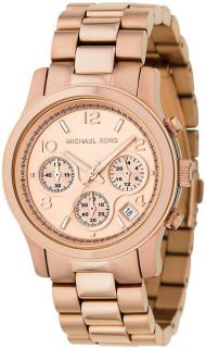 Michael Kors Womens Rose Gold Chronograph Watch MK5128