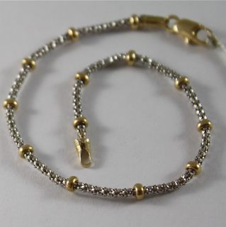 White and Yellow Gold Bracelet with Basket Mesh Made in Italy