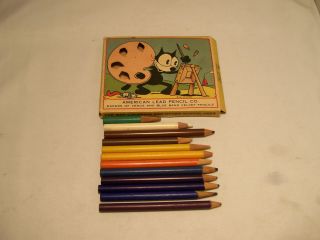 Vintage Felix The Cat American Lead Pencil Company School Crayons 1930
