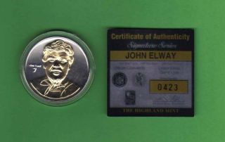 Highland Mint John Elway Signature Series Silver Coin