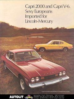 1973 Mercury Capri 2000 V6 Sales Brochure