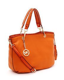 Michael Kors Bennet Medium Tote Leather Tangerine Handbag