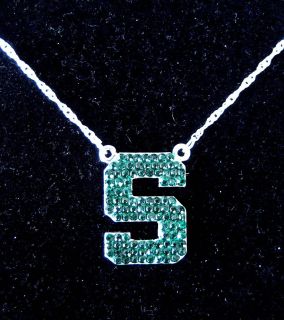 Michigan State University Spartans Green Crystal Necklace MSU
