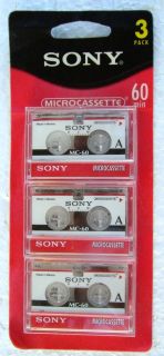 New SONY MC 60 Microcassette Blank Cassette Tapes 120 Min Transcriber
