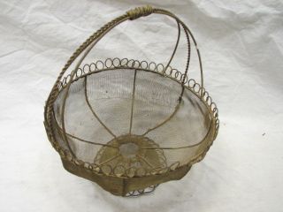 Vintage Fine Wire Mesh Brides Basket Decorative Center Piece Country