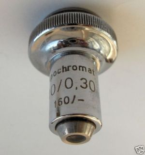Vintage German Zeiss Microscope Objective Lens Apochromat 10 0 30